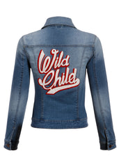 WILD CHILD Embroidered Denim Jacket