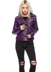 purple biker jacket