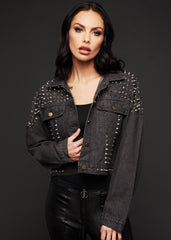 black denim jacket with studs