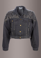 Black denim jacket with studs