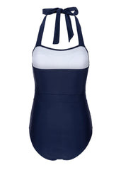 Blue and White striped swimsuit 
