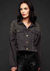 cropped denim jacket with studs