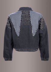 Cropped denim jacket with studs