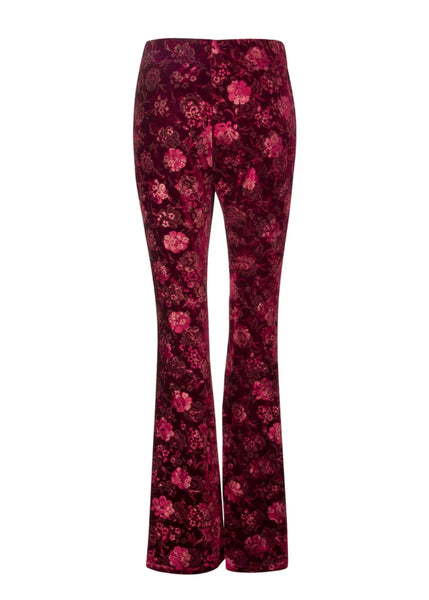 floral velvet flared trousers