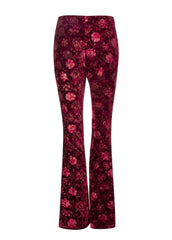 floral velvet flared trousers