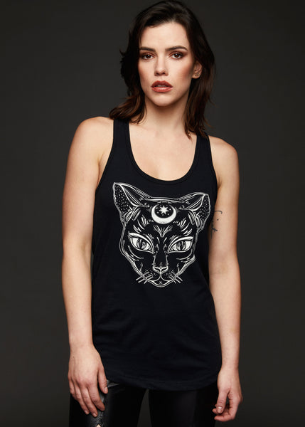 Black cat tank top