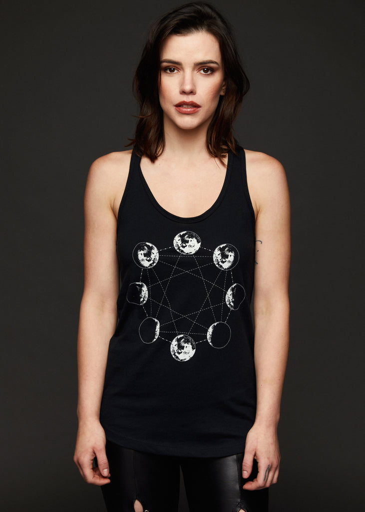 Black moon phases tank top