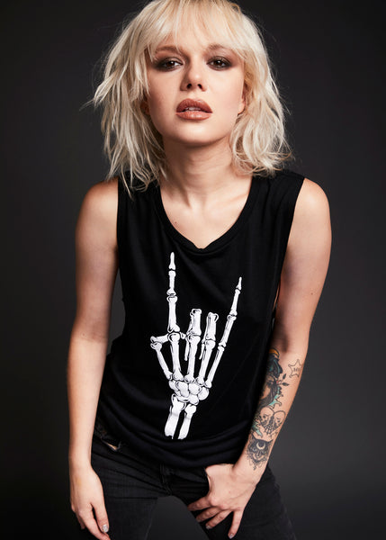 Black skeleton hand tank top