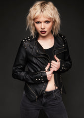 Black studded leather jacket