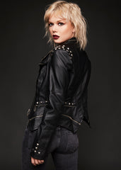 Black studded moto jacket