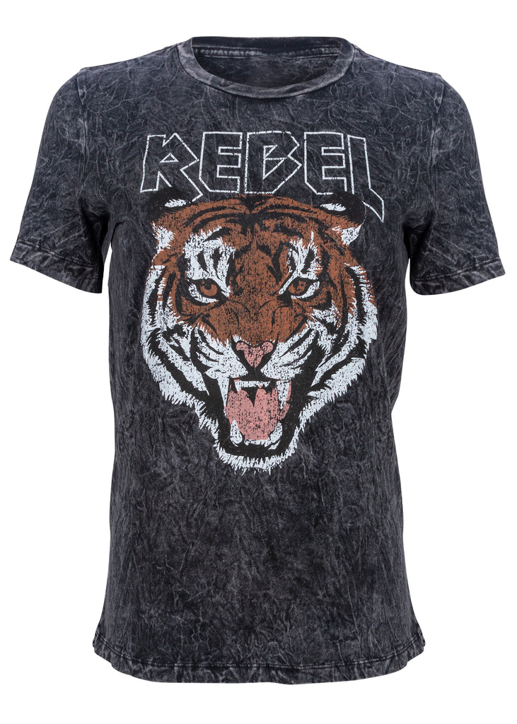 Shop Rebel Tiger Print Relaxed Fit T-Shirt, Vintage Look Tops