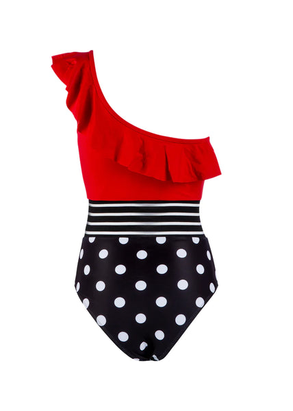 red polka dot swimsuit 