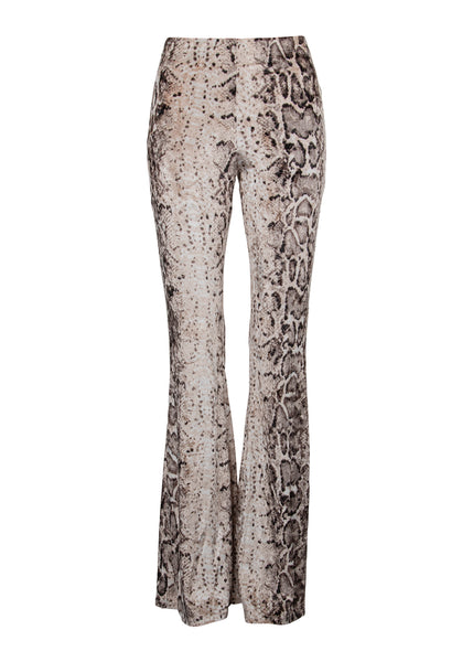 snake print flare trousers