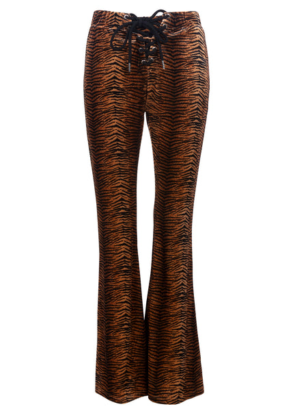tiger print flare trousers