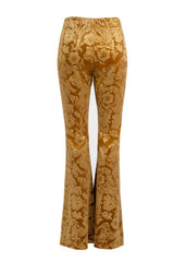 yellow velvet flared trousers